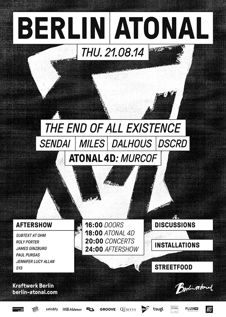 Berlin Atonal 2014 poster listing S13 on the aftershow programme