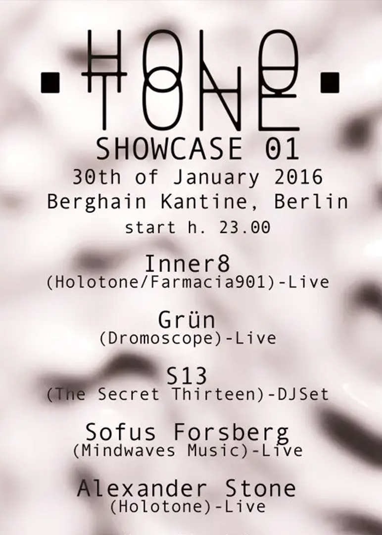 Holotone Showcase poster at Berghain Kantine in Berlin, listing S13