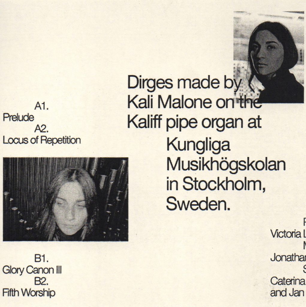Kali Malone — Organ Dirges 2016-2017 release artwork