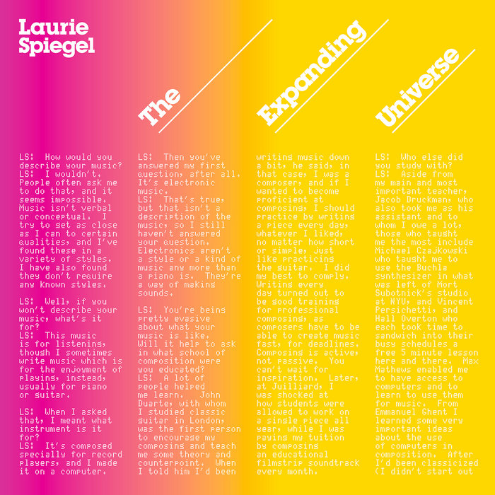 Laurie Spiegel — The Expanding Universe release artwork