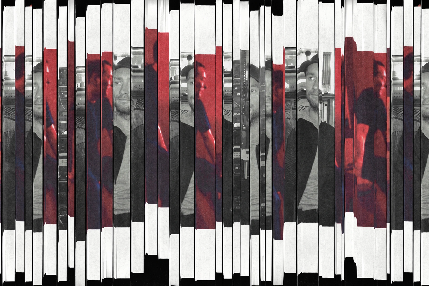 Oto Hiax: Scott Gordon’s red and monochrome photographic strip collage.
