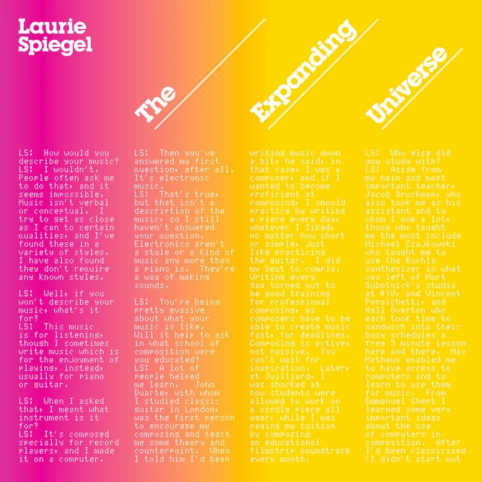 Laurie Spiegel — The Expanding Universe release artwork