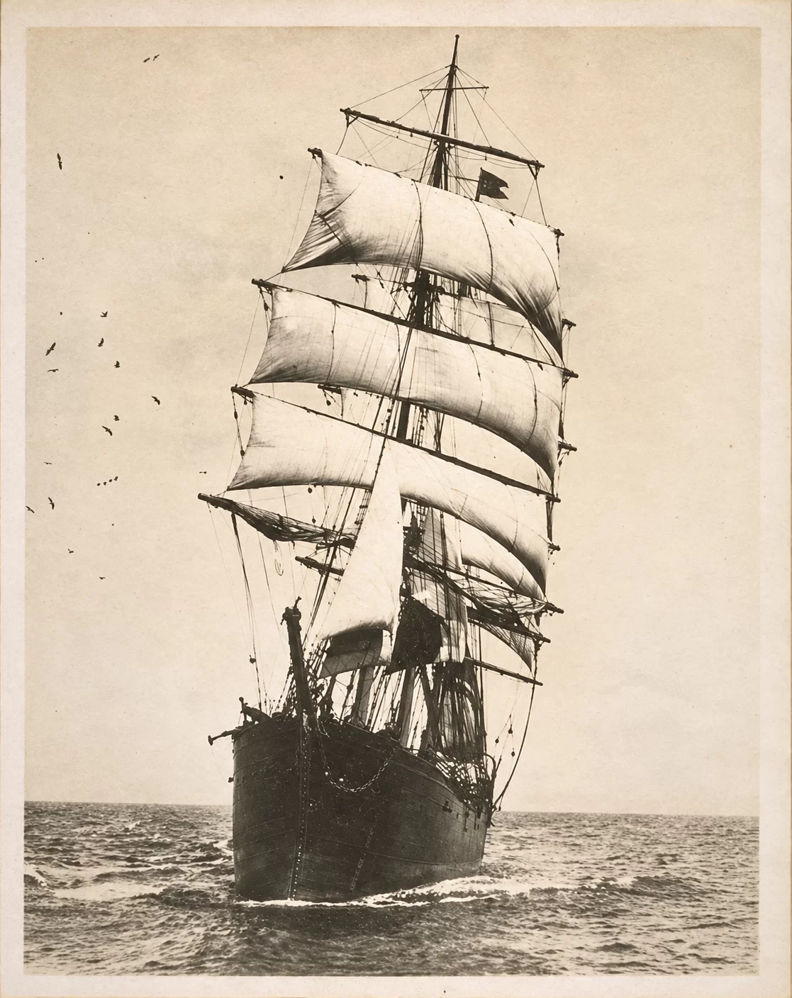 The Guide sailing ship artwork — AI-assisted restoration of the 2012 source.