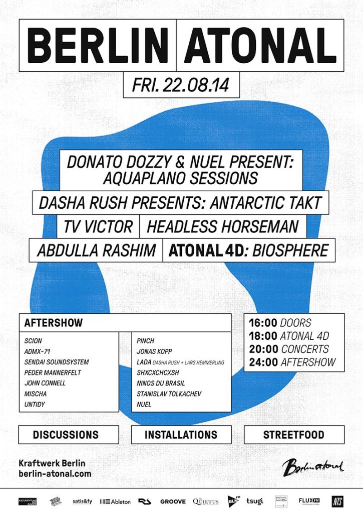 Berlin Atonal 2014 / Friday 22 August programme poster