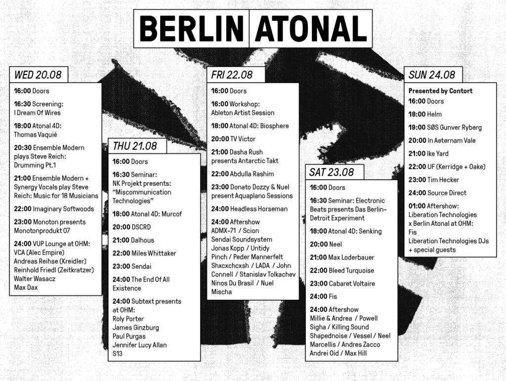 Berlin Atonal 2014 / Official festival programme