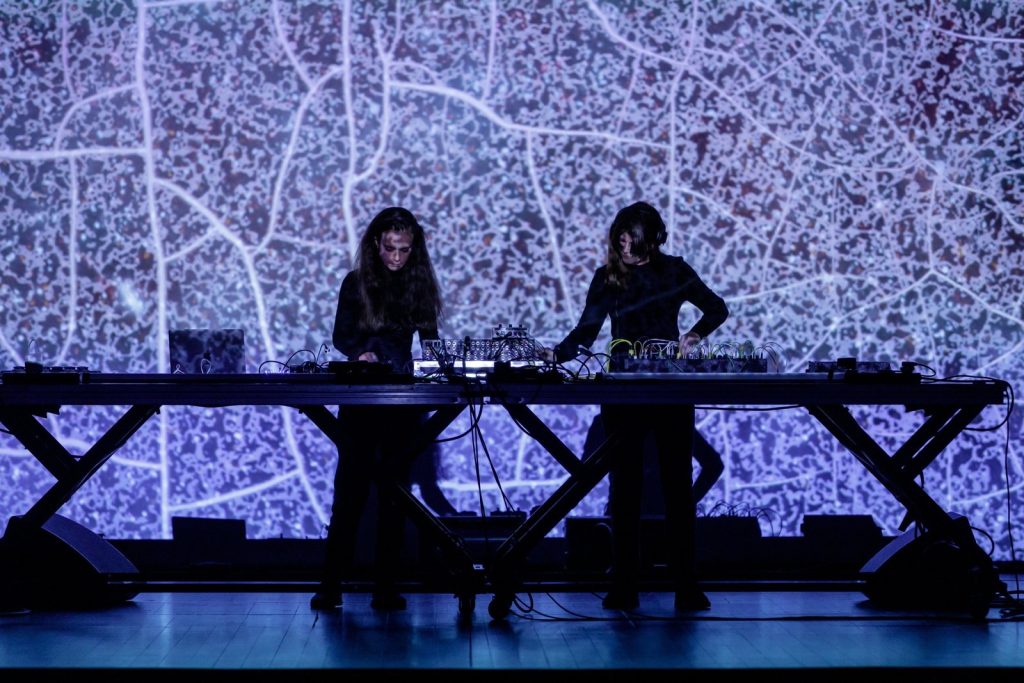 Klara Lewis and Nik Void performing with visuals by Pedro Maia at Semibreve 2021