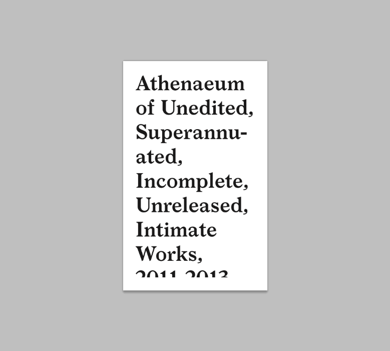 Jesse Osborne-Lanthier (Noir) — Athenaeum of Unedited, Superannuated, Incomplete, Unreleased, Intimate Works, 2011–2013 release artwork
